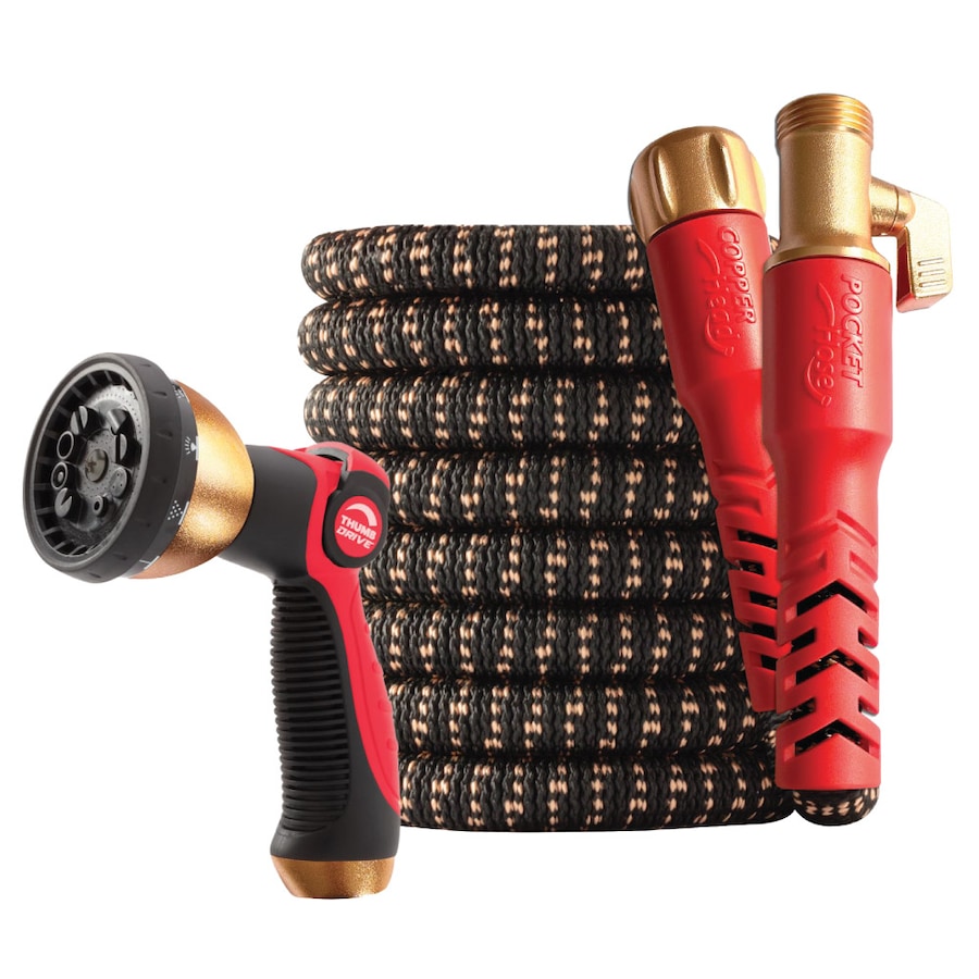 Pocket Hose Copper Head 7.5m With 10-in-1 Spray Nozzle Premium Ultra-Durable, Expanding Garden Hose