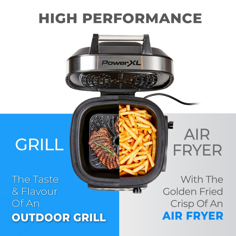 Buy PowerXL Grill Air Fryer 5.6L Capacity 12In1 MultiCooker that Chargrills and Air Frys
