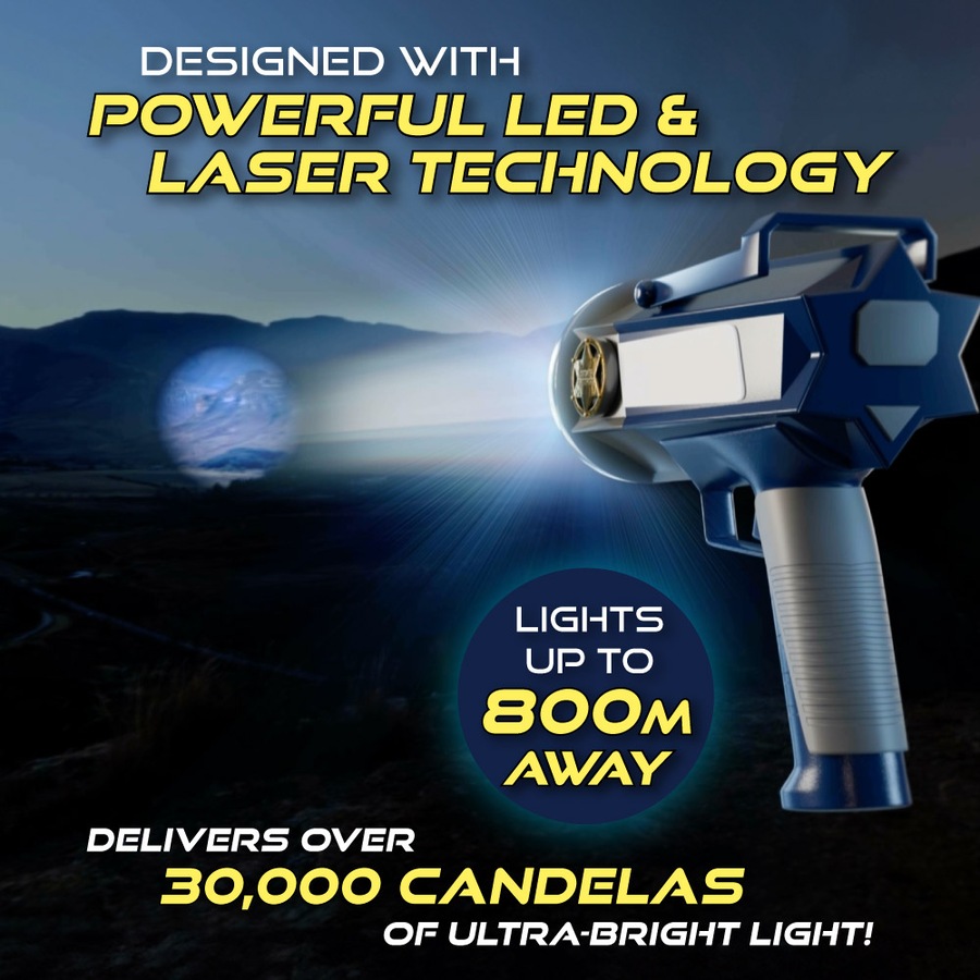 Star Patrol Platinum With Built-In Power Bank Mega-Bright Rechargeable Spotlight 10 Modes, Turbo Boost Up to 100%, Built-in Kickstand