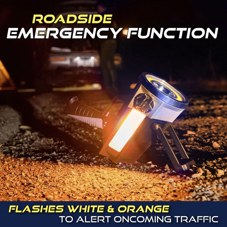 Star Patrol Platinum With Built-In Power Bank Mega-Bright Rechargeable Spotlight 10 Modes, Turbo Boost Up to 100%, Built-in Kickstand