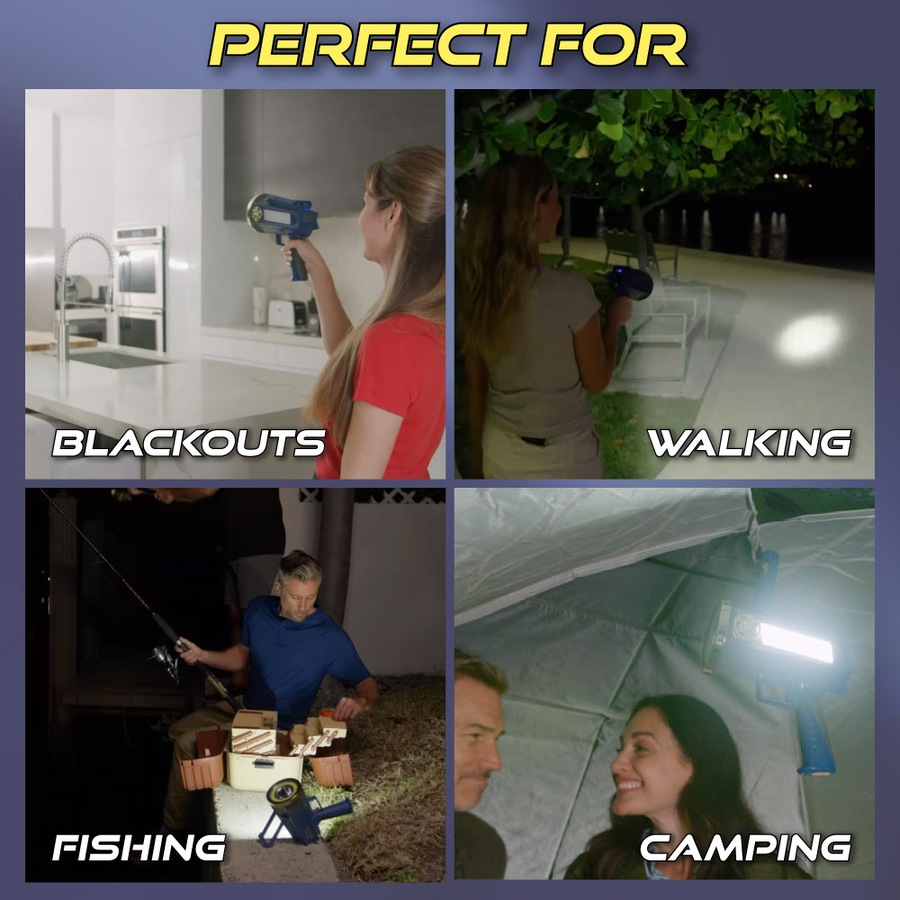 Star Patrol Platinum With Built-In Power Bank Mega-Bright Rechargeable Spotlight 10 Modes, Turbo Boost Up to 100%, Built-in Kickstand