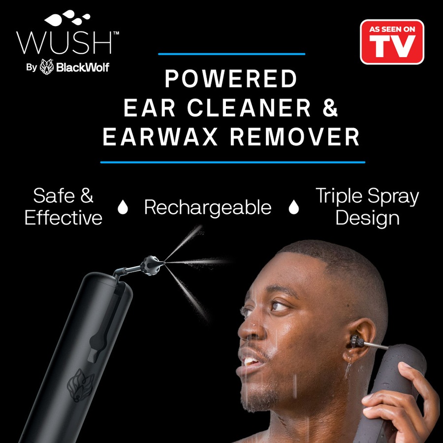 WUSH By BlackWolf - Water Powered Ear Cleaner and Earwax Remover, Rechargeable, Safe & Effective
