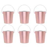 6PACK Rosegold Metal Easter Buckets with Handle -12cm-