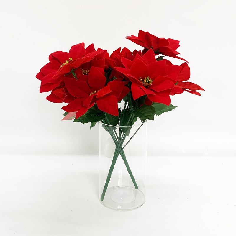 Buy 2pk Artificial Poinsettia Flowers Bunch MyDeal