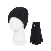 HEAT HOLDERS Open Road Ribbed Turn Over Thermal Beanie and Gloves-Boys 7-10 years