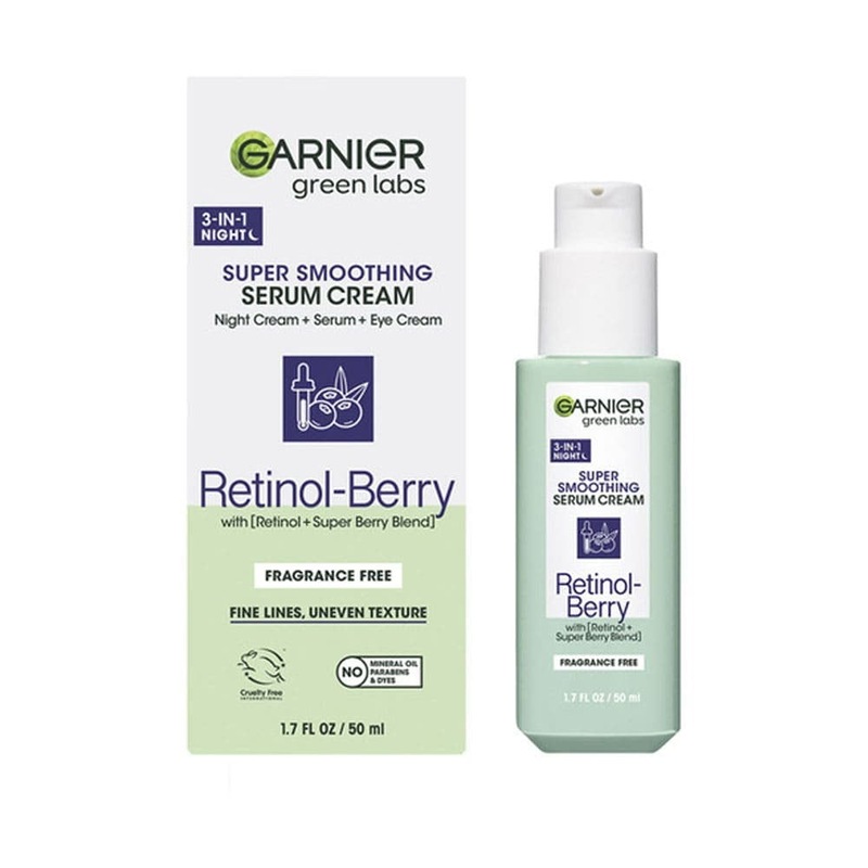 Buy Garnier Super Smoothing Serum Cream 3 in 1 Night Retinol Berry 50ml ...