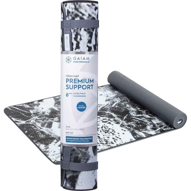 Buy Gaiam Yoga Mat Premium Support 6mm Dark Marble 61cm x 173cm MyDeal
