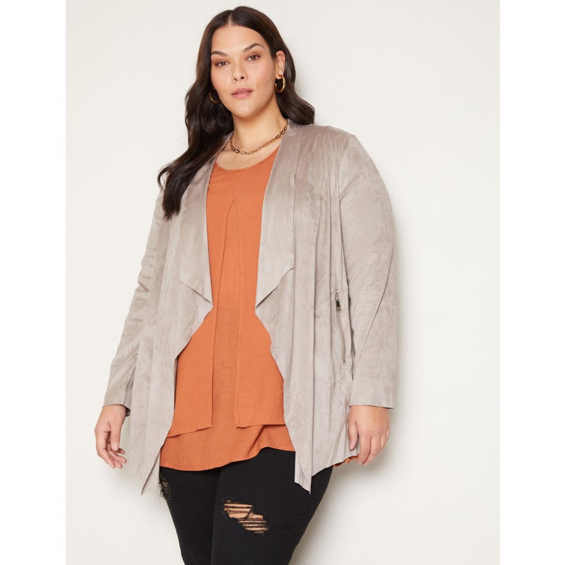 Buy AUTOGRAPH - Plus Size - Long Sleeve Suedette Waterfall Jacket - MyDeal