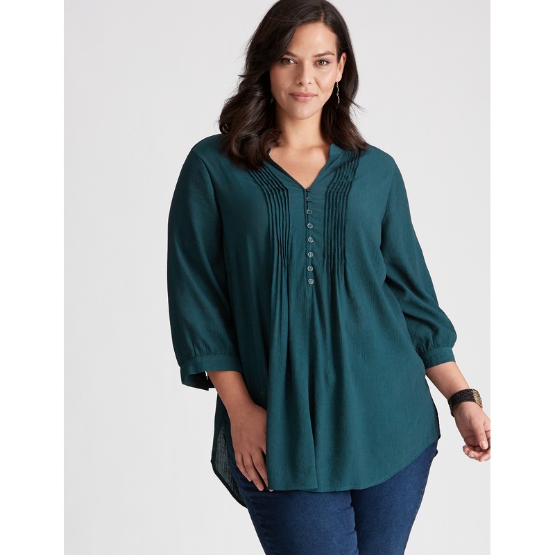 Buy AUTOGRAPH - Plus Size - Womens Tops - Woven Pintuck Tunic - MyDeal