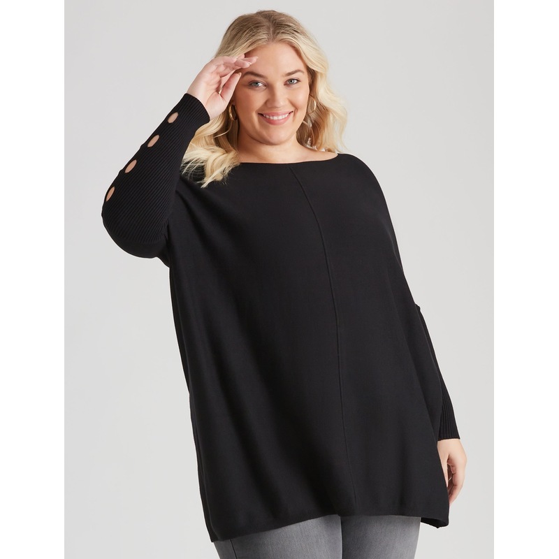 Buy BeMe - Plus Size - Womens Jumper - Long Summer Sweater - Black ...