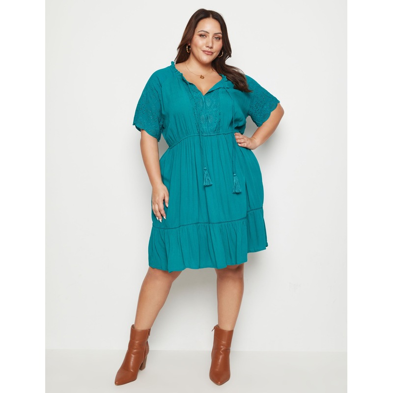 Buy BeMe - Plus Size - Womens Midi Dress - Green - Summer Floral A Line ...