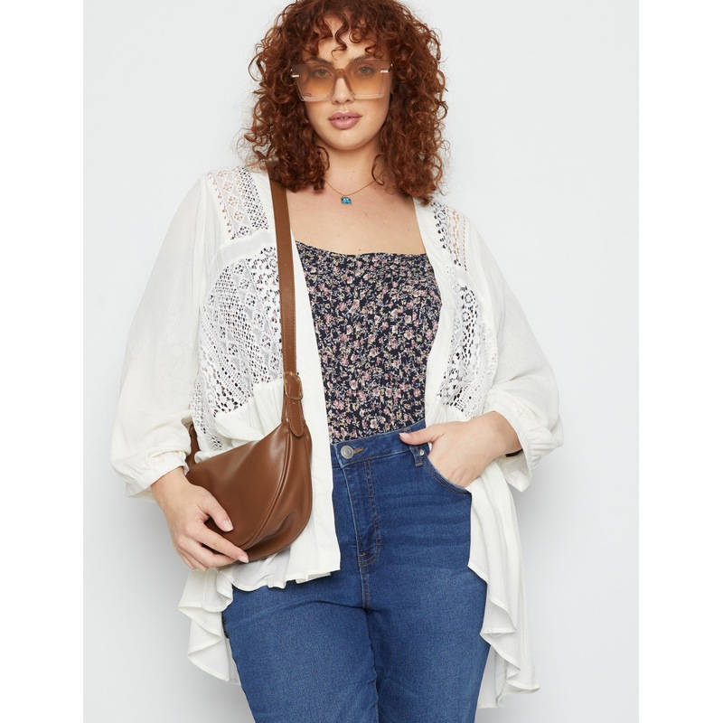 Buy BeMe Plus Size Womens Tops 3/4 Short Sleeve Kimono Top MyDeal