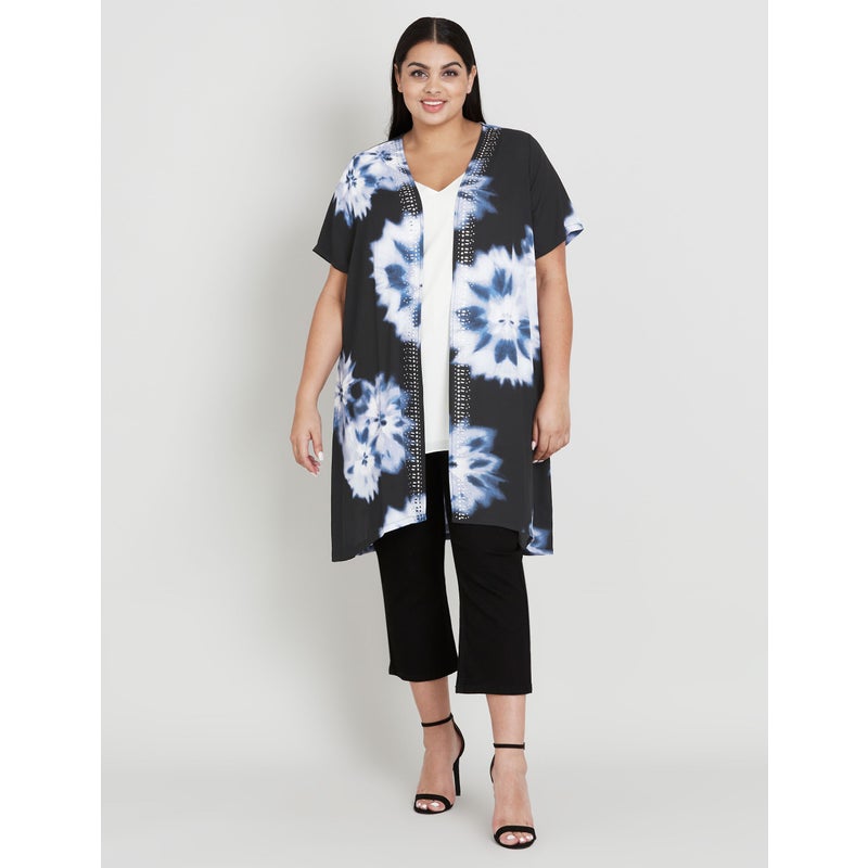 Buy BeMe - Plus Size - Womens Tops - Short Sleeve Printed Kimono - MyDeal