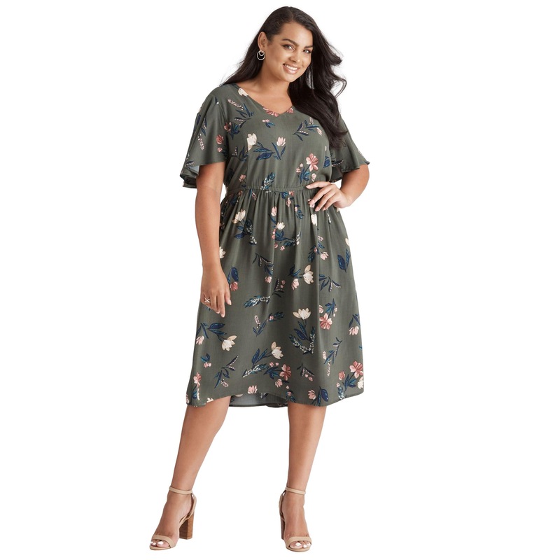 Buy BeMe Womens Plus Size Dress Summer A Line Green Knee