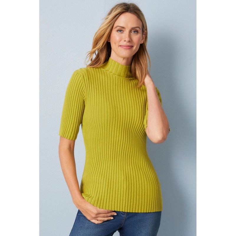 Buy Capture Womens Jumper Ribbed Knit Short Sleeve Hi Neck MyDeal