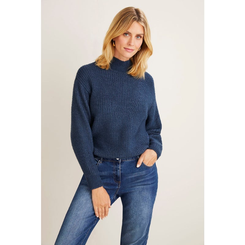 Buy Emerge - Womens Jumper - Pointelle High Neck Chunky Sweater - MyDeal