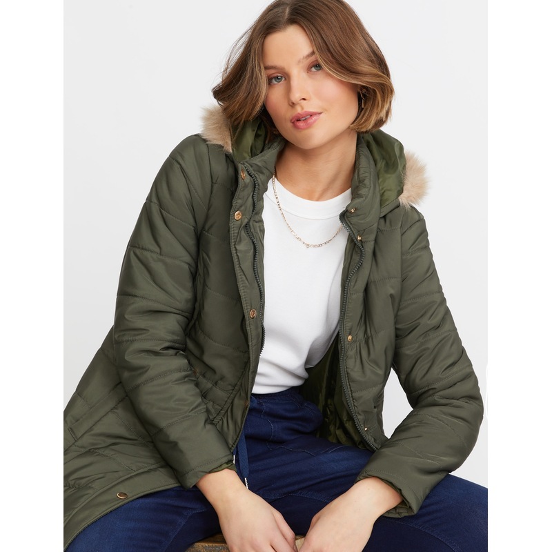 Buy ROCKMANS Womens Coat Longline Padded Parka Coat MyDeal