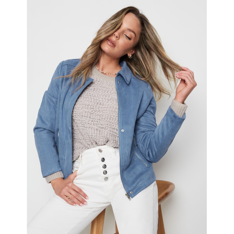 Buy ROCKMANS Womens Jacket Long Sleeve Biker Suedette Jacket MyDeal