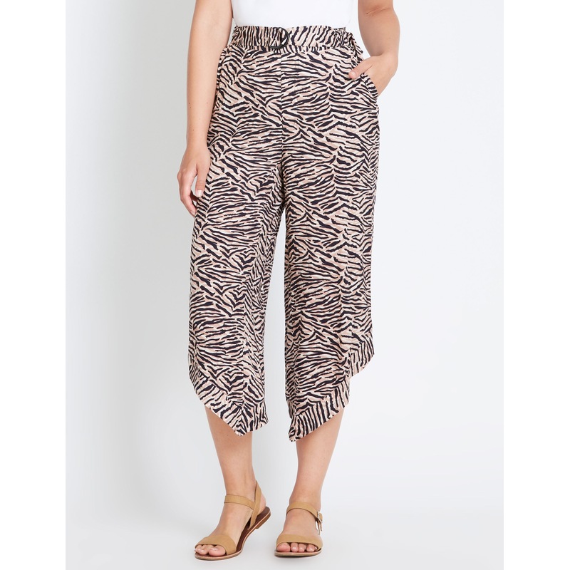 Buy ROCKMANS Womens Pants Black Summer Cropped Straight Leg