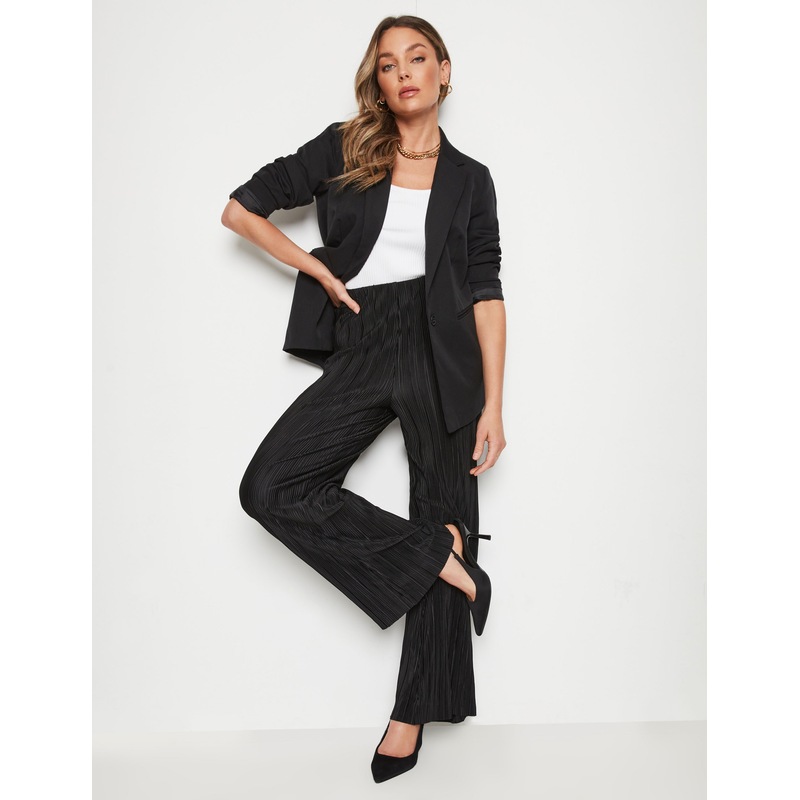 Buy ROCKMANS Womens Pants Black Summer Full Length Wide Leg