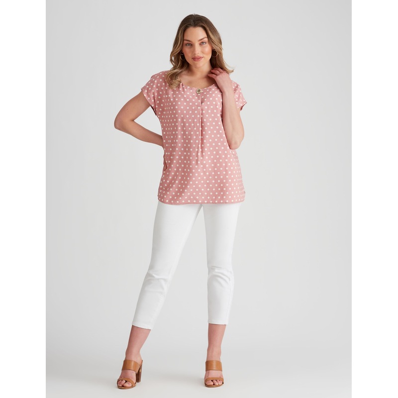 Buy ROCKMANS Womens Tops Extended Sleeve Woven Button Top MyDeal