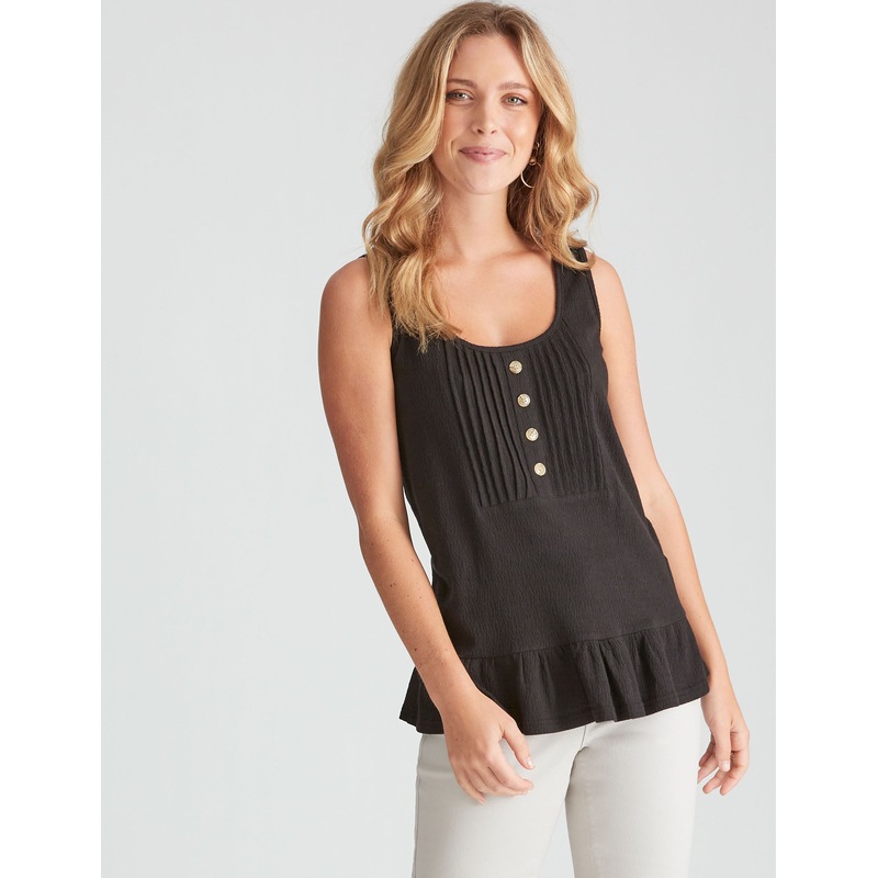 Buy ROCKMANS Womens Tops Sleeveless Textured Peplum Top MyDeal