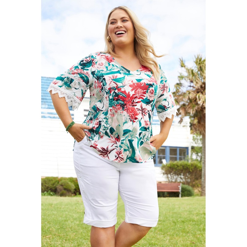 Buy SARA Plus Size Womens Tops Lace Detail Frill Top MyDeal buy-sara-plus-size-womens-tops-lace-detail-frill-top-mydeal
