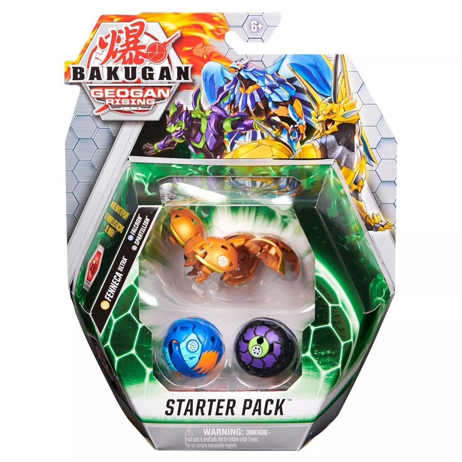 Bakugan Geogan Rising Starter Gold Fenneca Ultra 3 Pack Figure