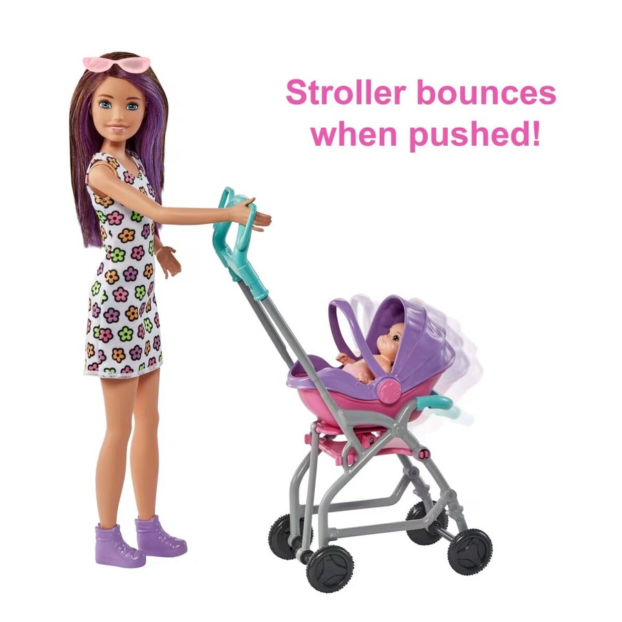 Barbie Family and Friends Skipper Babysitters Inc Brunette Doll Stroller Playset