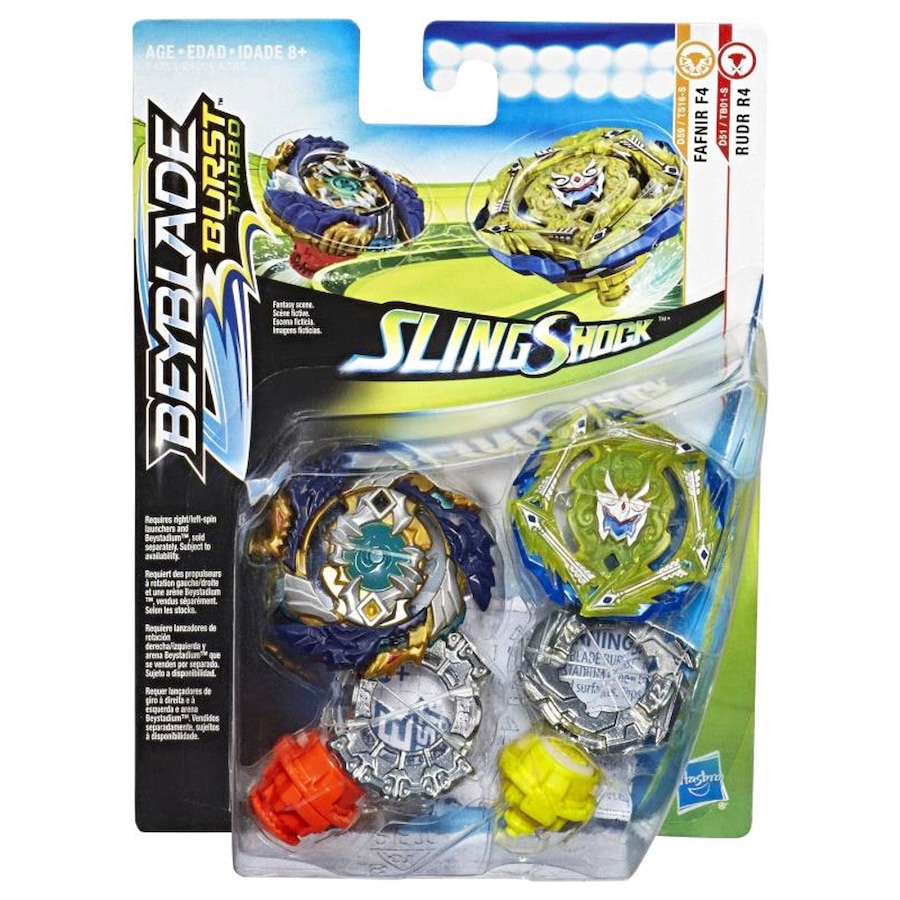 Beyblade Burst Turbo Sling Shock Fafnir F4 and Rudr R4