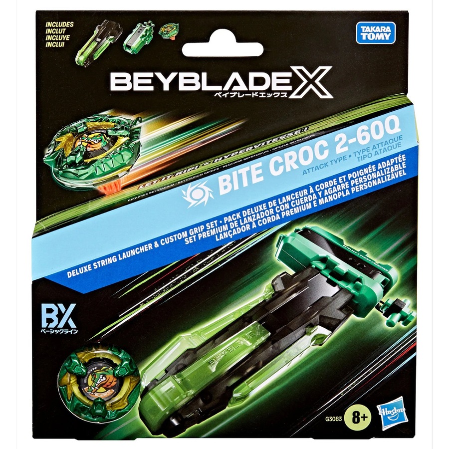 Buy Beyblade X Deluxe String Launcher and Custom Grip Bite Croc 2-60Q ...