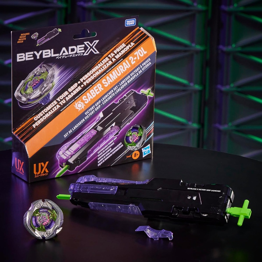 Beyblade X Saber Samurai 2-70L Victory Grip Launcher Set
