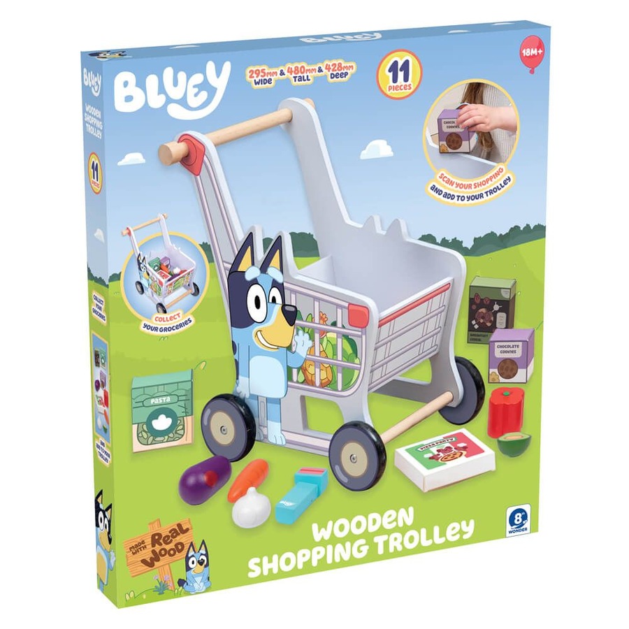 Bluey Wooden Shopping Trolley Playset