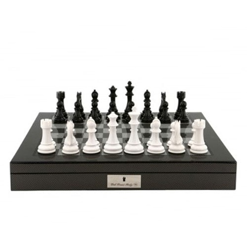 Buy Dal Rossi 20'' Carbon Fibre Chess Board with 95mm Black/White Chess