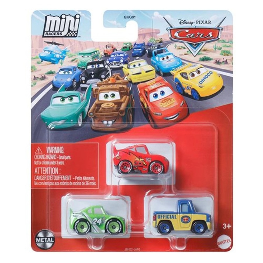 Disney Pixar Cars Mini Racers Diecast Car 3 Pack (Brick Yardly, Lightning McQueen, Dexter Hoover)