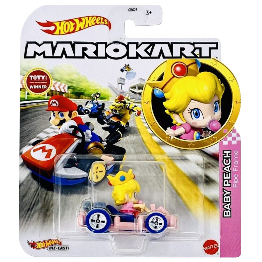 Hot Wheels Die Cast Mario Kart Baby Peach Pipe Frame