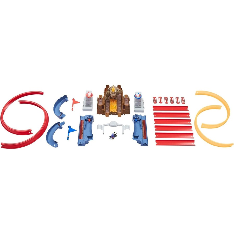 Hot Wheels Mario Kart Bowser's Castle Chaos Track Set with Blue Yoshi