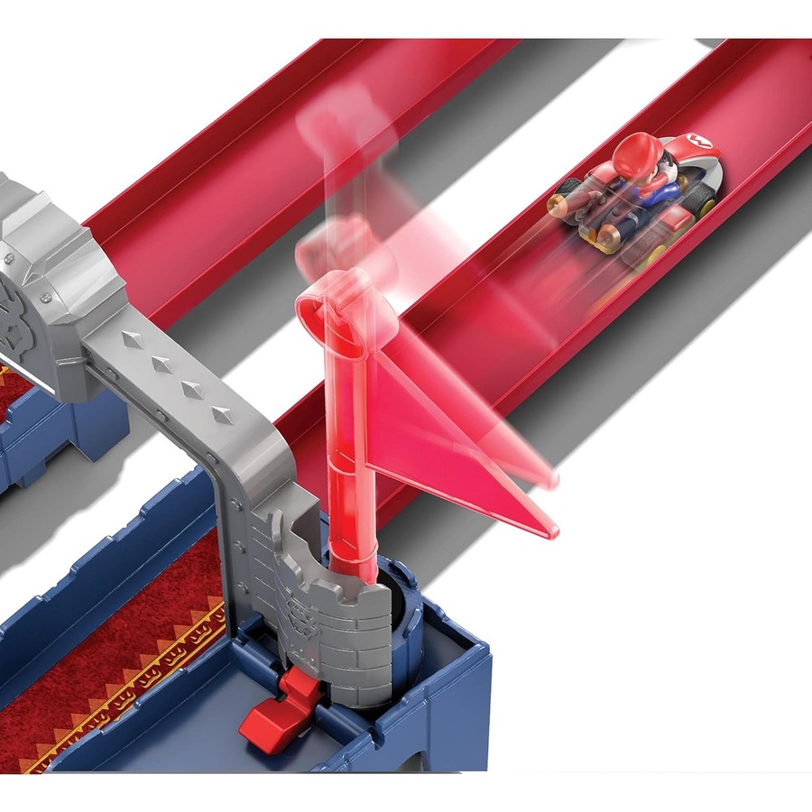 Hot Wheels Mario Kart Bowser's Castle Chaos Track Set with Blue Yoshi