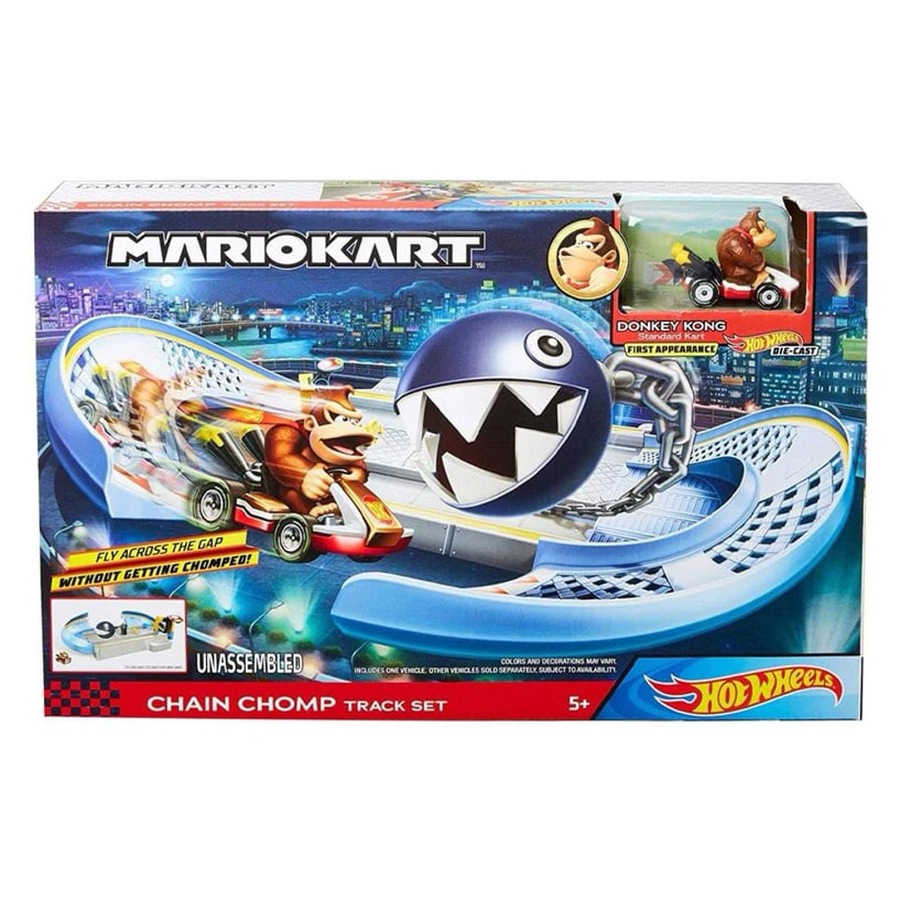 Hot Wheels Mario Kart Chain Chomp Trackset with Donkey Kong