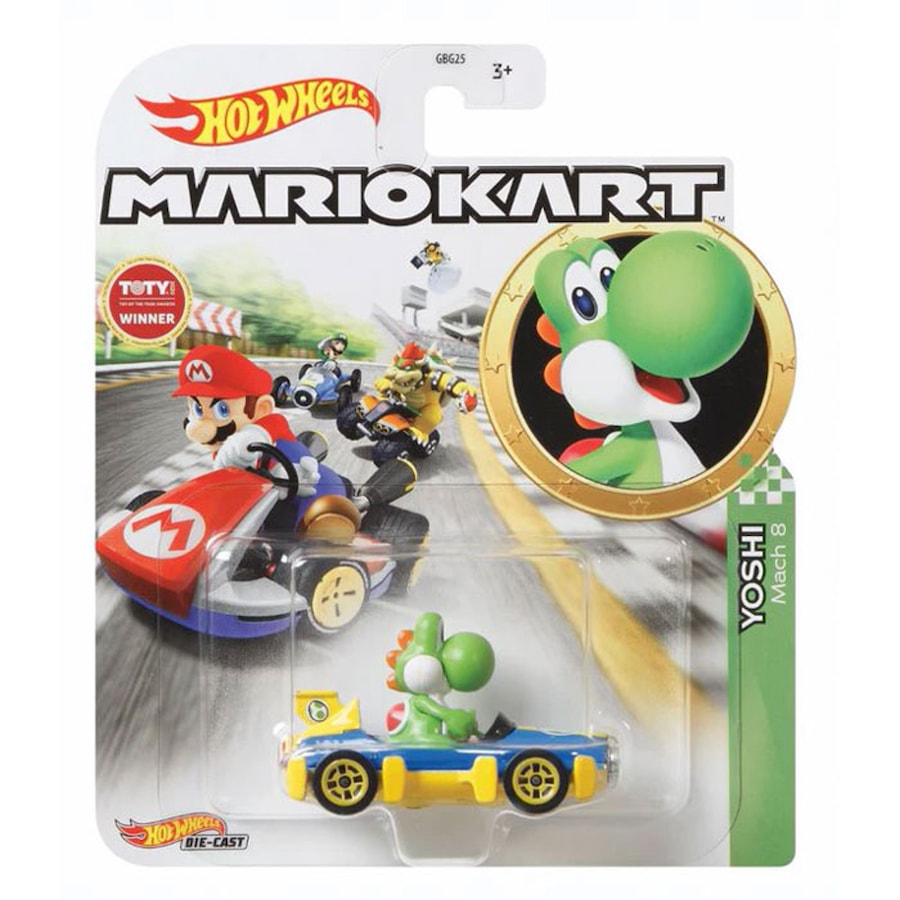 Hot Wheels Mario Kart Yoshi Mach 8 Die Cast Vehicle
