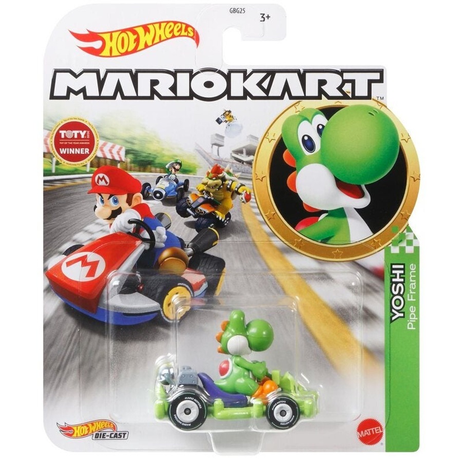 Hot Wheels Mario Kart Yoshi Pipe Frame Diecast Vehicle