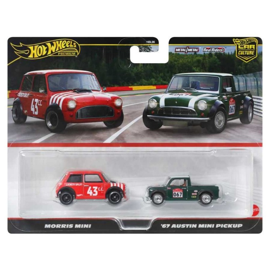 Hot Wheels Premium Car Culture Morris Mini and 1967 Austin Mini Pickup Diecast 2 Pack