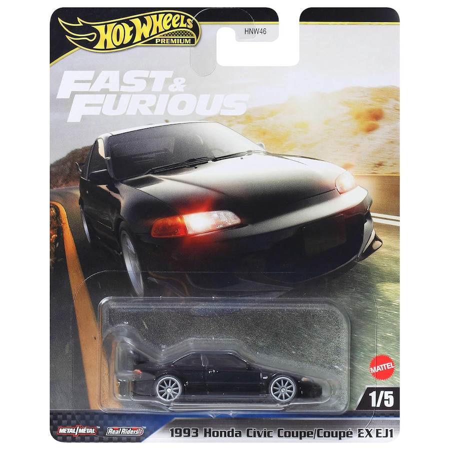 Hot Wheels Premium Fast and Furious 1993 Honda Civic Coupe/Coupe EX EJ1 Diecast Vehicle