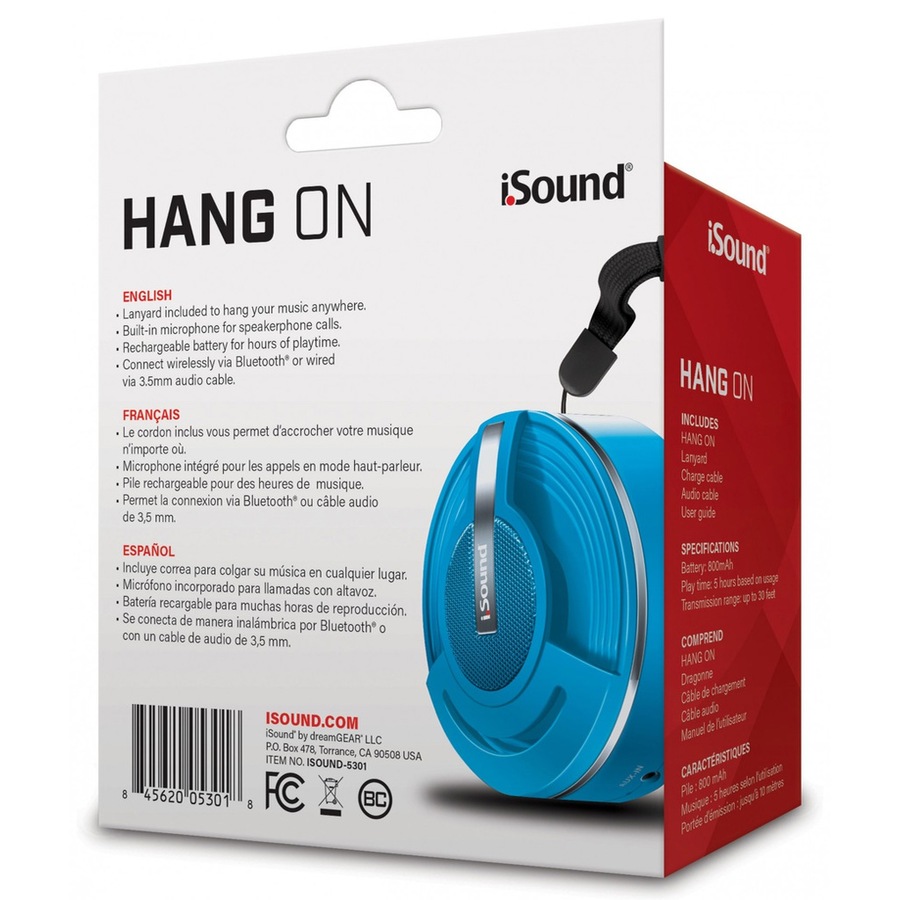 iSound Bluetooth Hang On Portable Speaker Blue