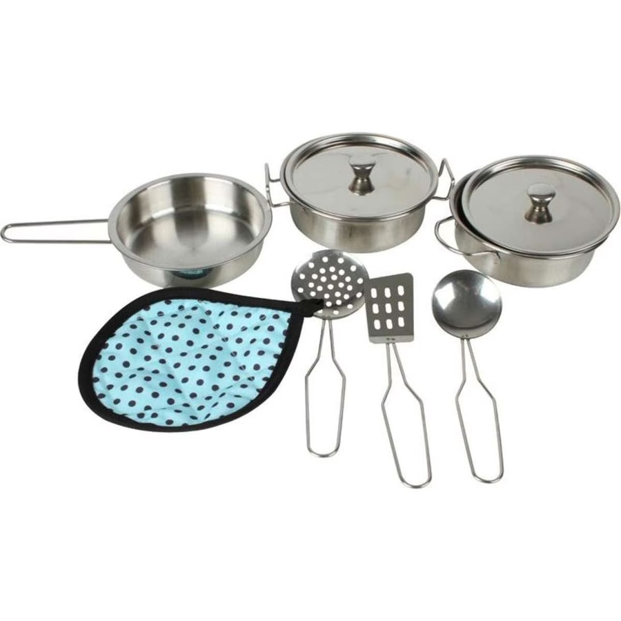 Kitchen Cook Delicious Food Stainless Steel 9 Piece Playset
