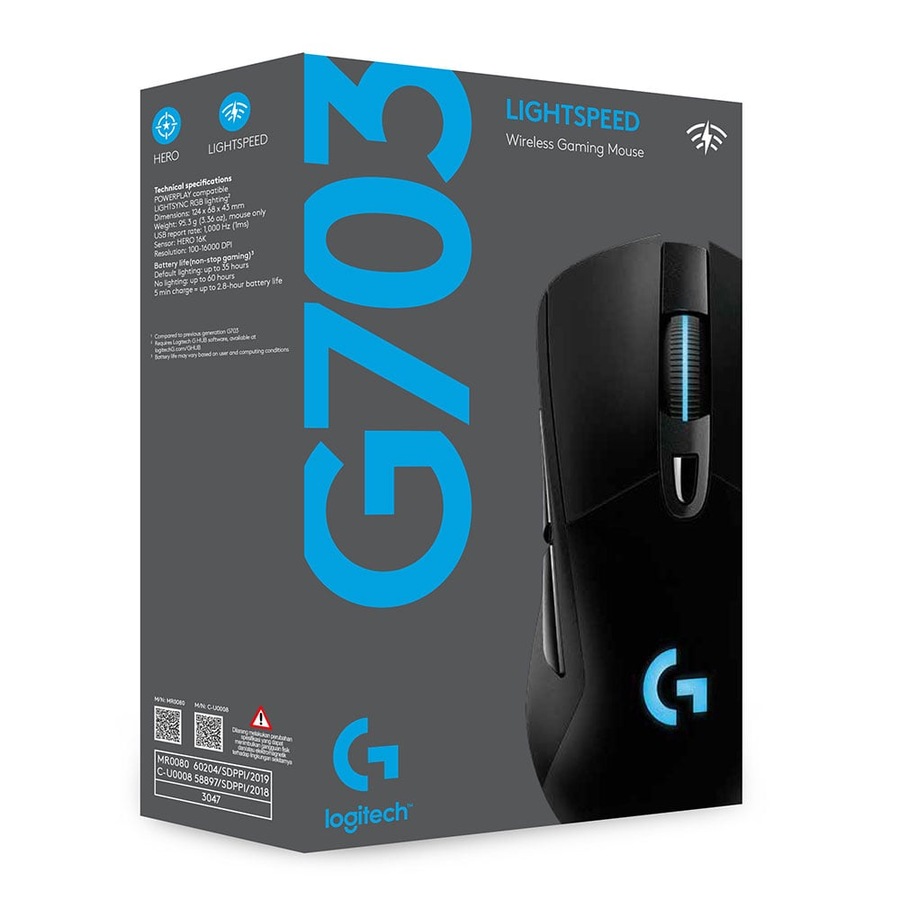 Logitech G703 Lightspeed Wireless Gaming Mouse With 16K Hero Sensor