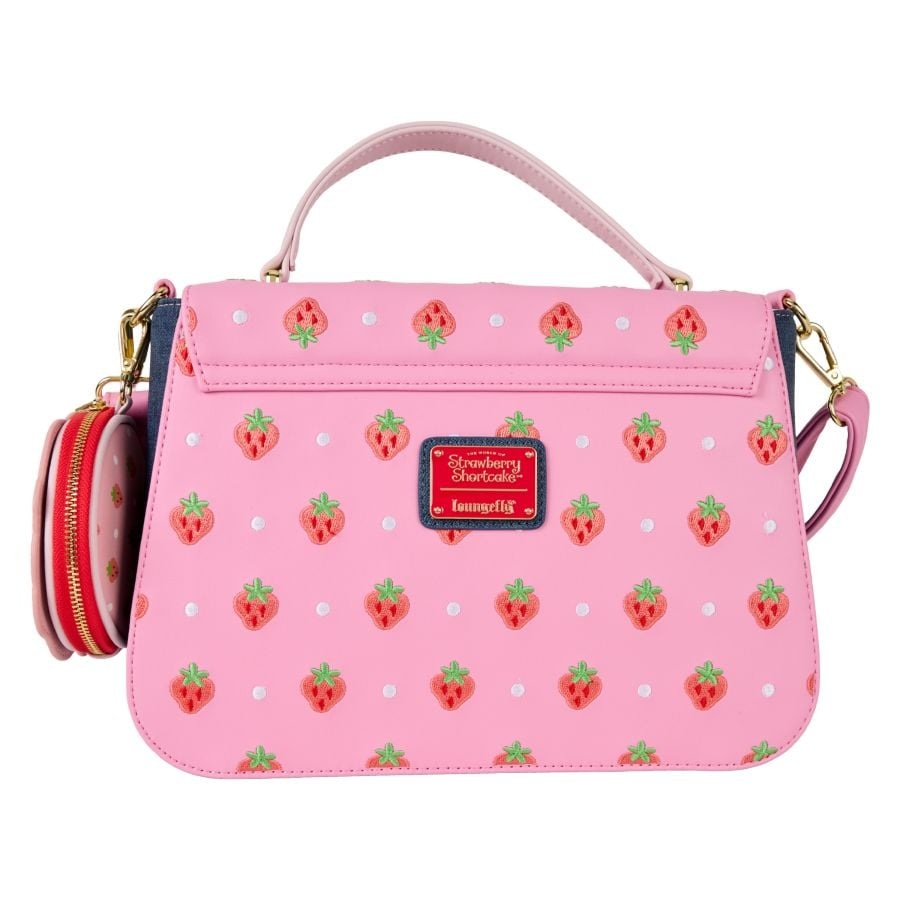 Loungefly Strawberry Shortcake Denim Gingham Crossbody Bag with Coin