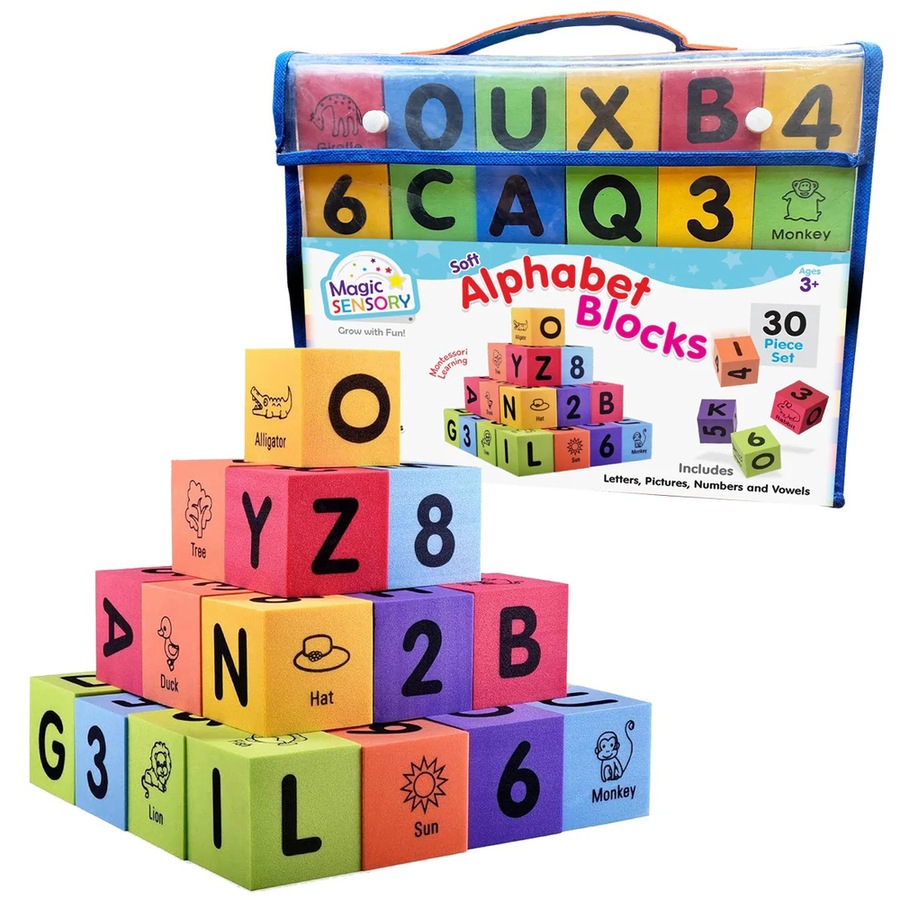 Buy Magic Sensory Soft Alphabet and Numbers Foam Blocks 30 Piece Set ...