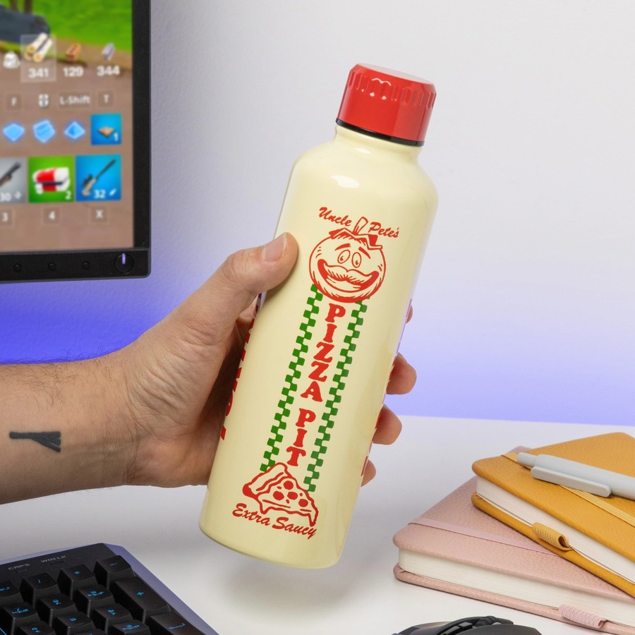Paladone Fortnite Uncle Petes Pizza Pit Metal Water Bottle