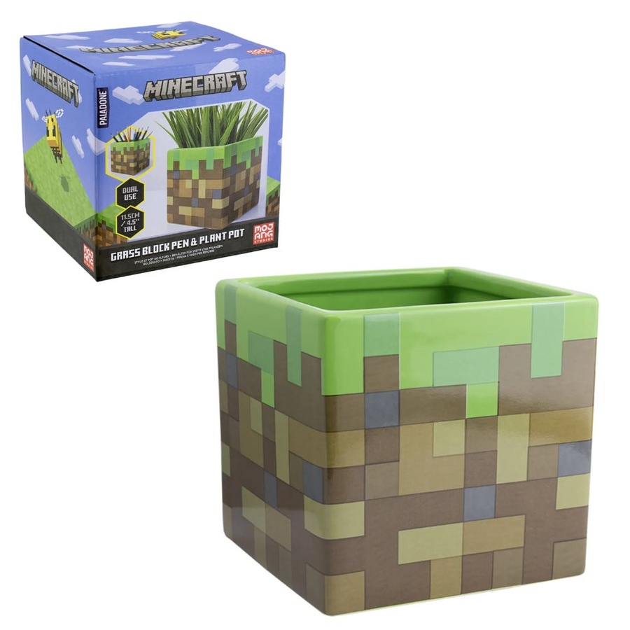 Paladone Minecraft Grass Block Pen and Plant Pot